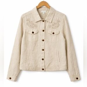 Linen Embroidered Jacket Coat Blazer 3X